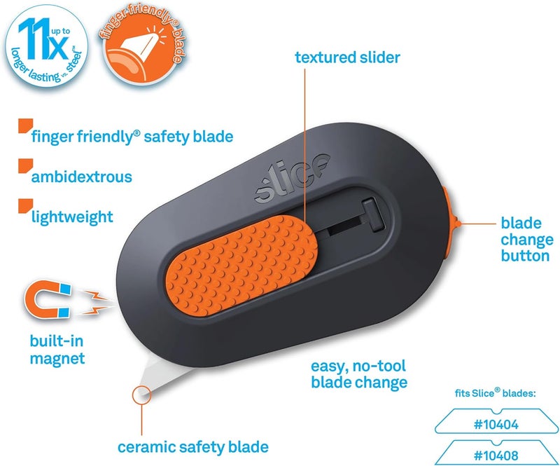 Slice Mini Box Cutter | Manual Retracting | Safe Ceramic Box Opener Lasting 11x Longer than Metal | Keychain Box Cutter | 2 Pack - Image 2